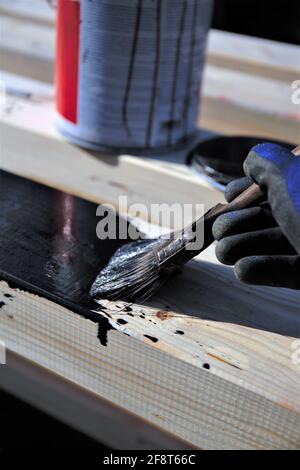 hand with paint brush Stock Photo