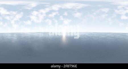 360 procedural sky panorama with clouds and sunset sun rise 3d render illustration degrees panoramic sky hdri vr style Stock Photo