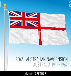 Royal Australian Navy flag, military ensign, Australia, oceanian country, vector illustration Stock Vector