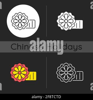 Mooncakes dark theme icon Stock Vector