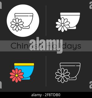 Chrysanthemum tea dark theme icon Stock Vector