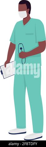 African american surgeon flat color vector faceless character Stock Vector