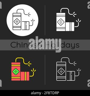 Fireworks dark theme icon Stock Vector