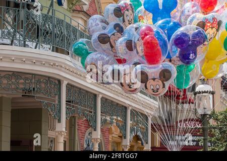 Orlando, Florida. September 02, 2020. Top view of Disney balloons at Magic Kingdom (358) Stock Photo
