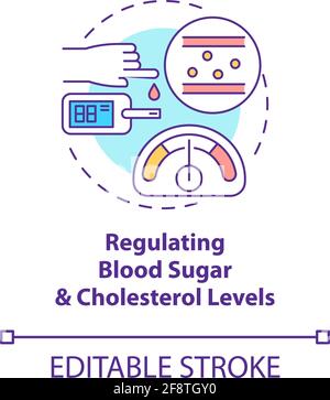 Regulating blood sugar and cholesterol levels concept icon Stock Vector