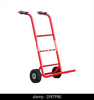 Empty Metal Hand Truck. Hand Truck with two handle and two wheels to carry cardboard boxes. Flat and solid color vector illustration. Stock Vector