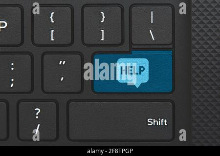 Help icon on computer keyboard key. Concept of help online Stock Photo