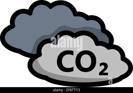 CO 2 Cloud Icon. Editable Bold Outline With Color Fill Design. Vector Illustration. Stock Vector