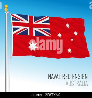 Naval Red Ensign flag, Australia, oceanian country, vector illustration Stock Vector