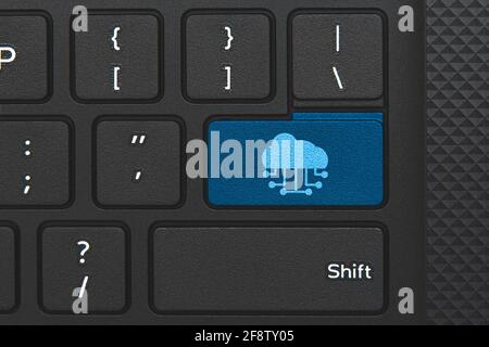 Online cloud storage icon on PC keyboard key Stock Photo