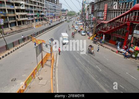 Dhaka, Bangladesh, April 15, 2021 Vehicales are seen on the street during Bangladesh's authorities enforced a strict lockdown to combat the spread of the Covid-19 coronavirus, in Dhaka, Bangladesh, on April 15, 2021 Stock Photo