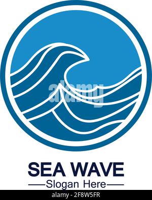Water wave logo template icon vector illustration design. Wave In Circle Shape Stock Vector