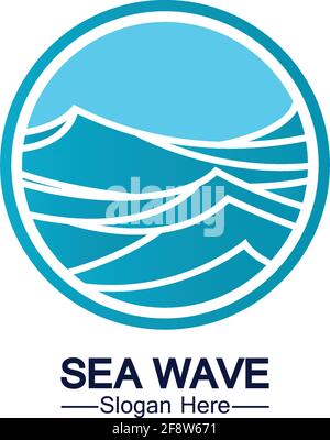 Water wave logo template icon vector illustration design. Wave In Circle Shape Stock Vector