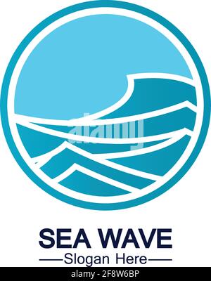 Water wave logo template icon vector illustration design. Wave In Circle Shape Stock Vector