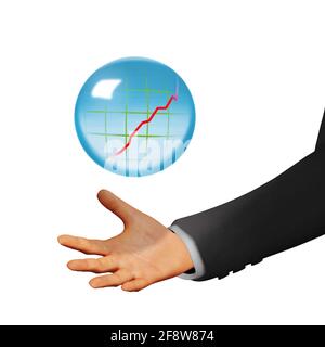 Businessman holding a financial crystal ball Stock Photo - Alamy