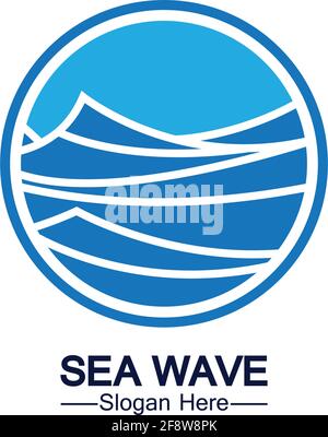 Water wave logo template icon vector illustration design. Wave In Circle Shape Stock Vector