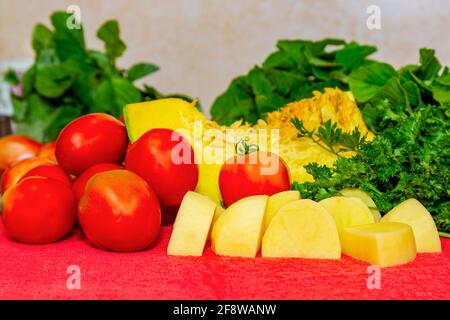 fresh vegetables and fruits. Stock Photo