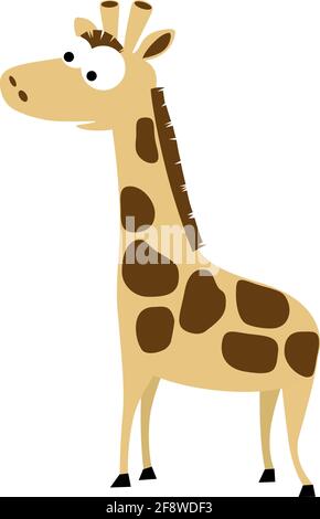 giraffe in cartoon style. flat isolated vector Stock Vector