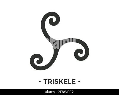 Triskele symbol isolated on white background. Triple spiral symbol. Celtic sign for printing on paper, banner and advertising material. Vector illustr Stock Vector