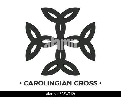 Carolingian cross isolated on white background. Triquetra symbol. Celtic knot. Vector illustration Stock Vector