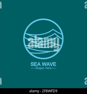 sea ocean wave line logo simple monoline style vector icon symbol illustration Stock Vector