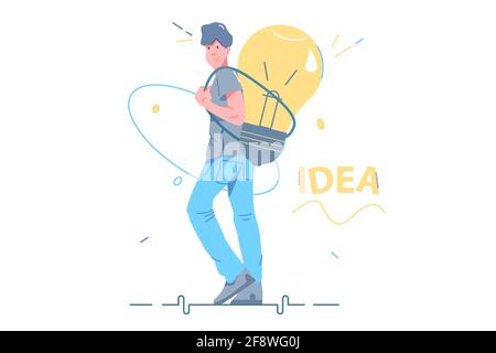 Guy carry smart idea behind Stock Vector