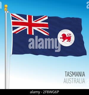Tasmania flag, state and territory, Australia, oceanian country, vector illustration Stock Vector