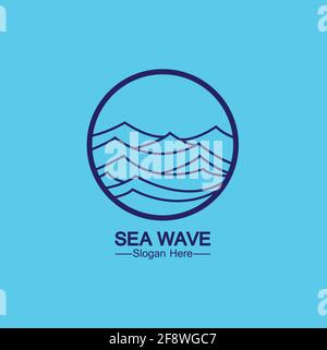 sea ocean wave line logo simple monoline style vector icon symbol illustration Stock Vector