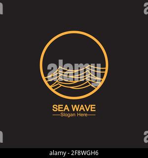 sea ocean wave line logo simple monoline style vector icon symbol illustration Stock Vector