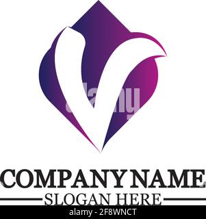 Letter V with Check Mark logo illustration design. Creative Minimal luxury emblem design. Universal elegant icon.Graphic Alphabet Symbol for Corporate Stock Vector