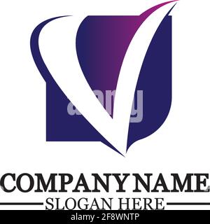 Letter V with Check Mark logo illustration design. Creative Minimal luxury emblem design. Universal elegant icon.Graphic Alphabet Symbol for Corporate Stock Vector