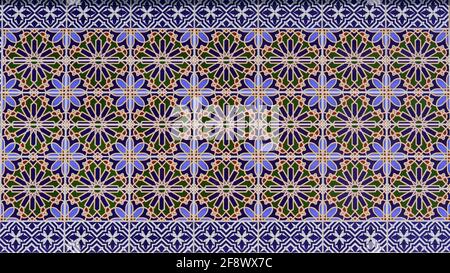 Tiled background with colorful oriental ornament. Arabic pattern background, traditional oriental islamic ornament. Stock Photo