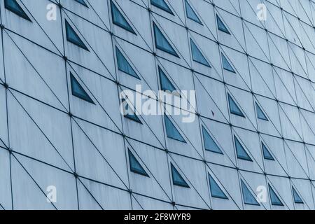 Modern designed, silver colored metal wall background Stock Photo