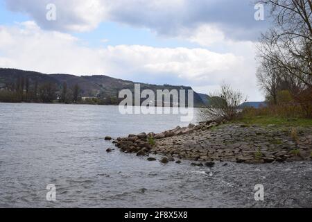 small river ending into the Rhine Stock Photo