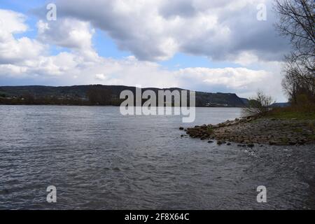 small river ending into the Rhine Stock Photo