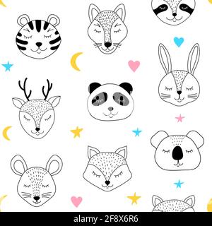 pattern with sleepng animals Stock Vector