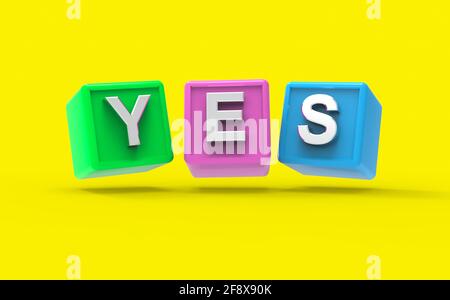 3D Illustration of text - YES Stock Photo