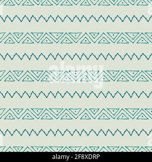 Seamless pattern with geometric elements in tribal style. Prehistoric drawings. Outline. Stock Vector