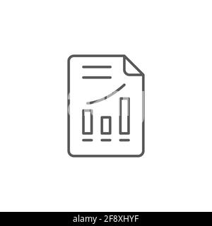 Document with graph chart icon isolated on white and black background. Report text file icon. Accounting sign. Audit, analysis, planning. Vector Illus Stock Vector