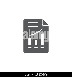 Document with graph chart icon isolated on white and black background. Report text file icon. Accounting sign. Audit, analysis, planning. Vector Illus Stock Vector
