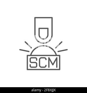 Hand presses the button with text SCM Vector illustration Stock Vector