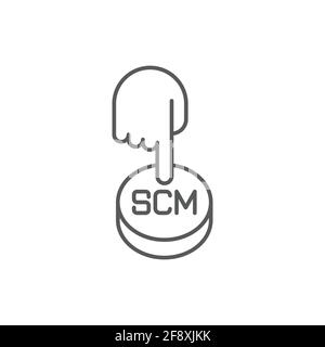 Hand presses the button with text SCM Vector illustration Stock Vector