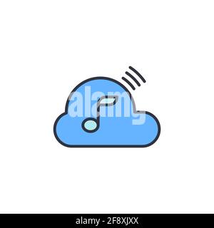 Music streaming service icon isolated on white and black background. Sound cloud computing, online media streaming, online song, audio wave. Vector Il Stock Vector