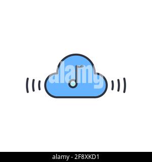Music streaming service icon isolated on white and black background. Sound cloud computing, online media streaming, online song, audio wave. Vector Il Stock Vector