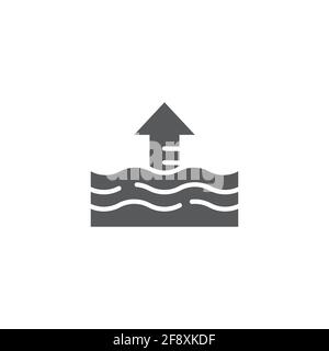 Rise in water level icon isolated on white background. Vector Stock Vector