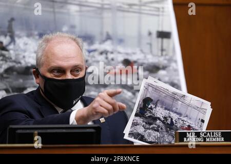 Washington, United States. 15th Apr, 2021. House Minority Whip Steve Scalise, R-La., speaks about immigration conditions on the border during a House Select Subcommittee on the Coronavirus Crisis at the U.S. Capitol in Washington DC, on Thursday, April 15, 2021. Pool photo by Susan Walsh/UPI Credit: UPI/Alamy Live News Stock Photo