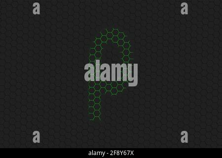 Green Rho Rho sign. Rho letter, Greek alphabet Symbol, green hexagon Stock Photo ...
