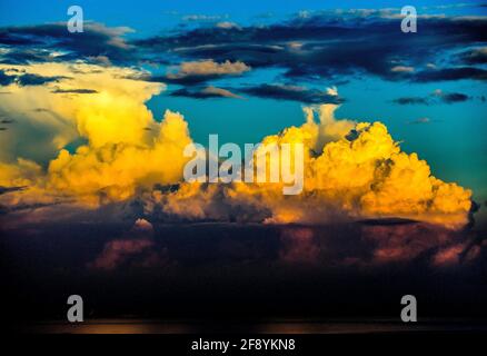 Clouds and sky at sunset over Lake Michigan, USA Stock Photo