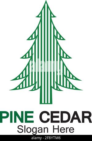 Cedar tree logo template vector icon design Stock Vector
