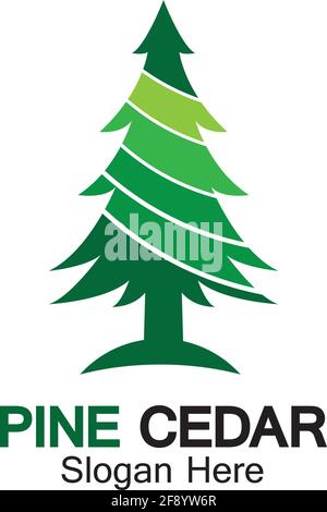 Cedar tree logo template vector icon design Stock Vector